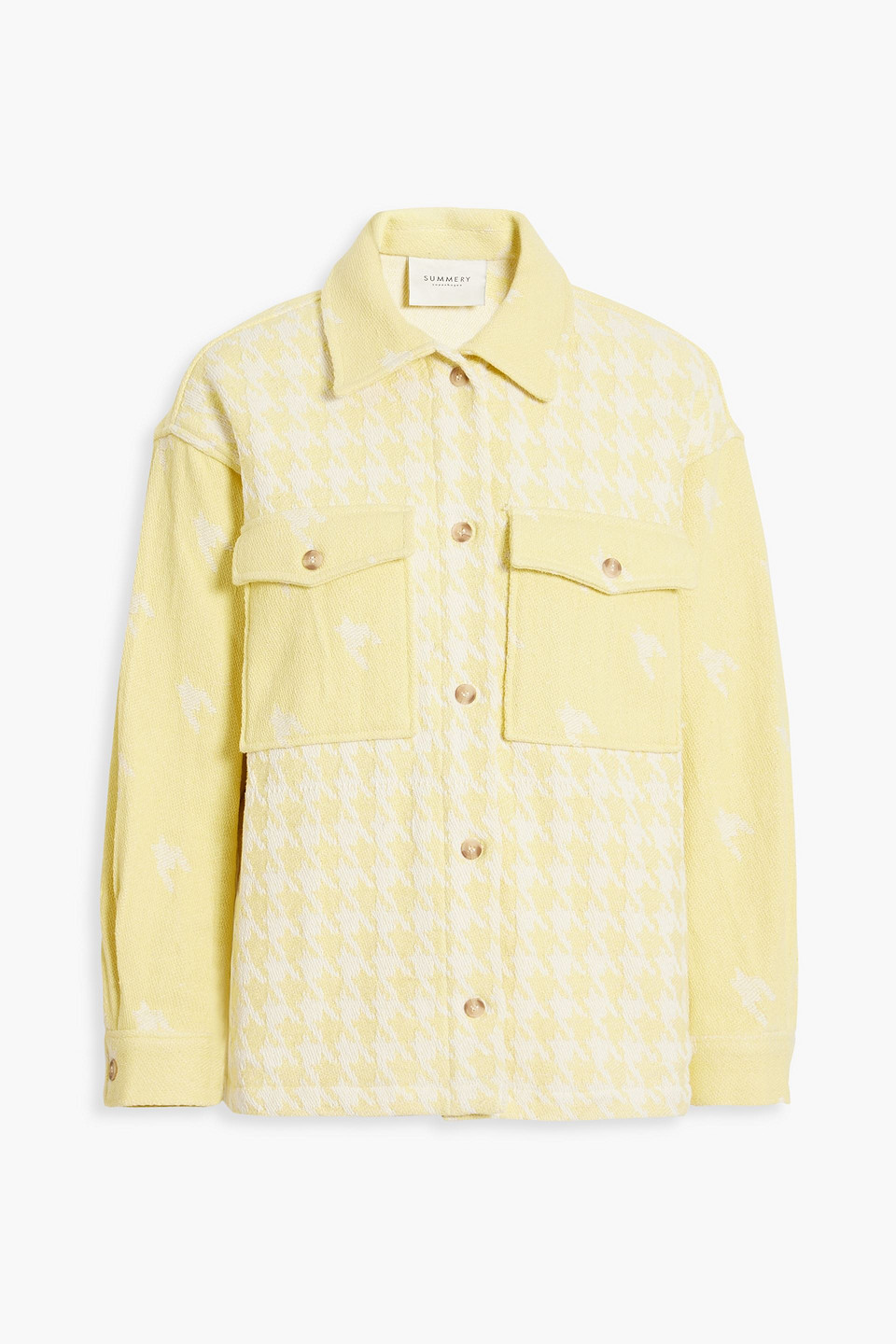 Summery Copenhagen Hannah Houndstooth Cotton-jacquard Jacket In Pastel Yellow