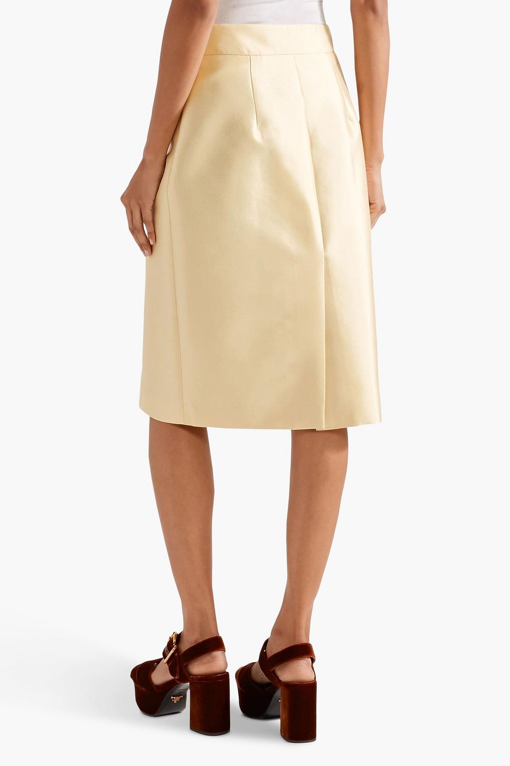 PRADA Wool and silk-blend midi skirt