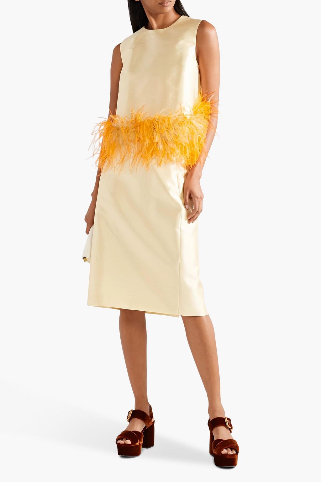 PRADA Wool and silk-blend midi skirt