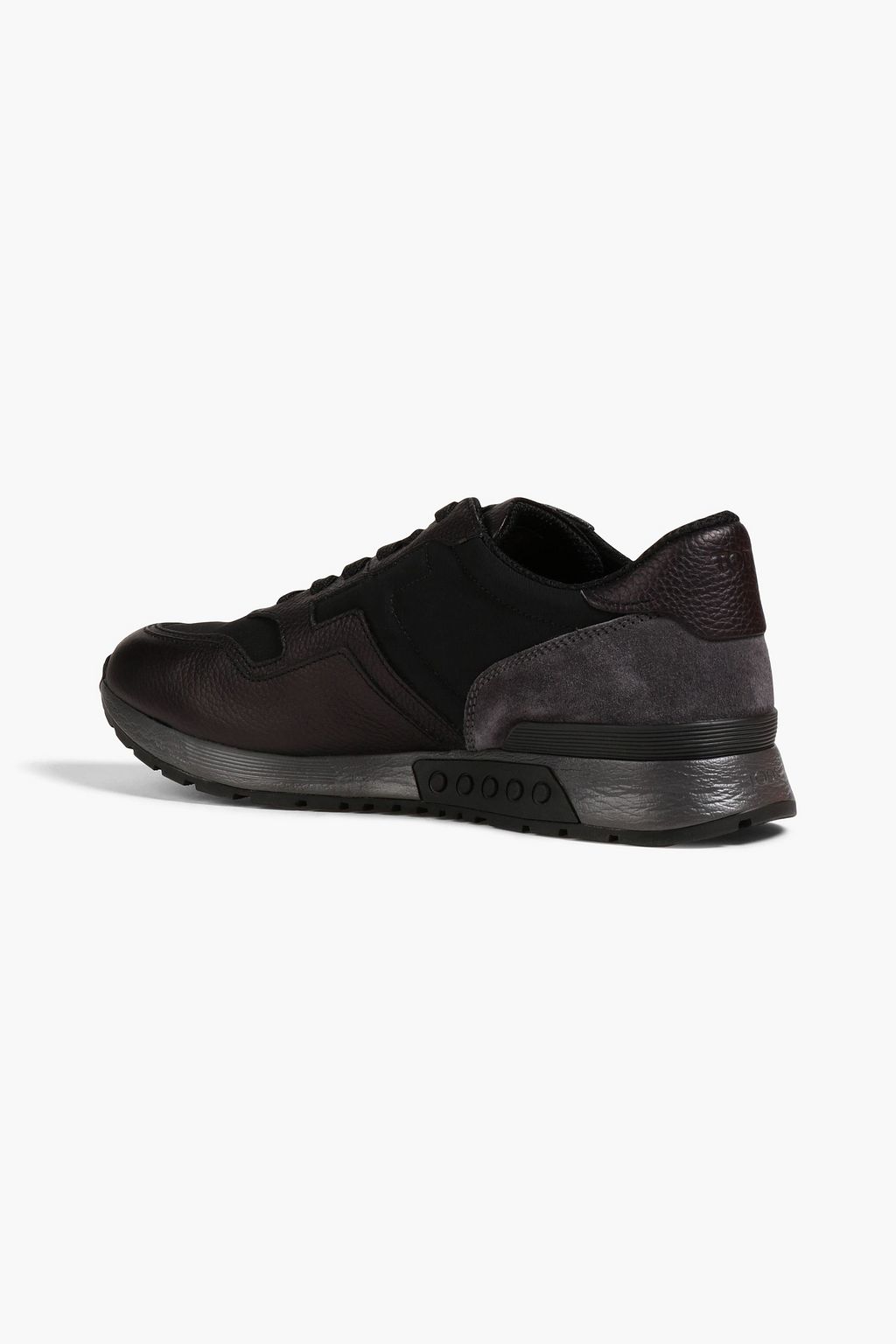 TOD'S Canvas and pebbled-leather sneakers