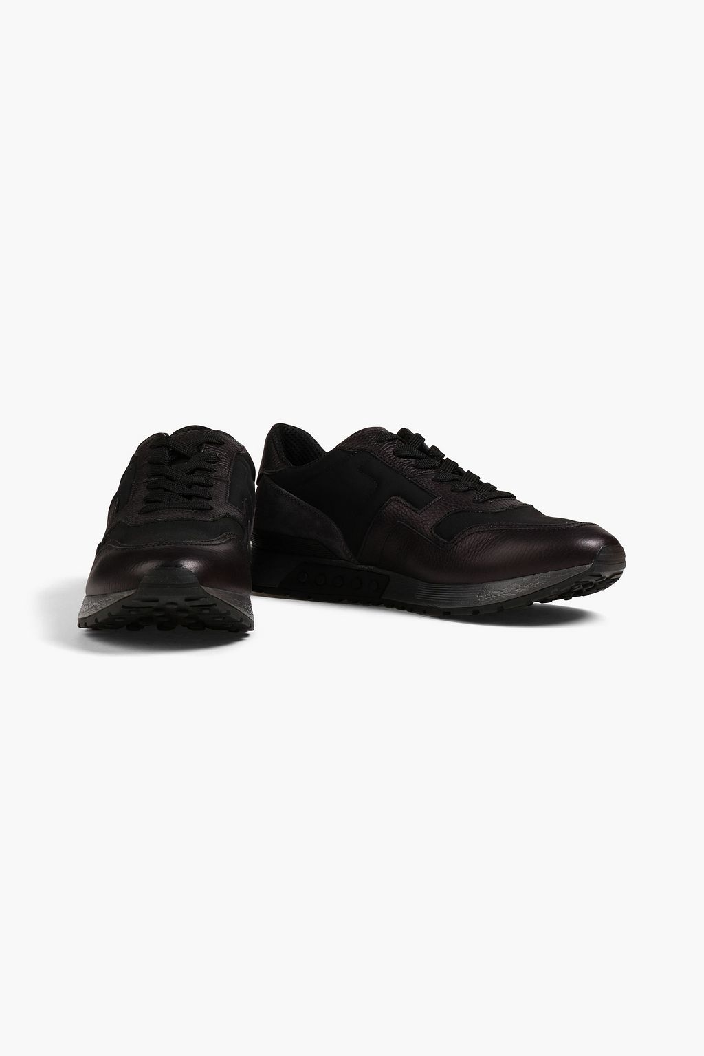 TOD'S Canvas and pebbled-leather sneakers