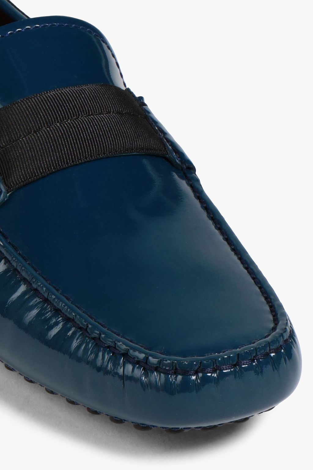 TOD'S Gommino grosgrain-trimmed patent-leather driving shoes