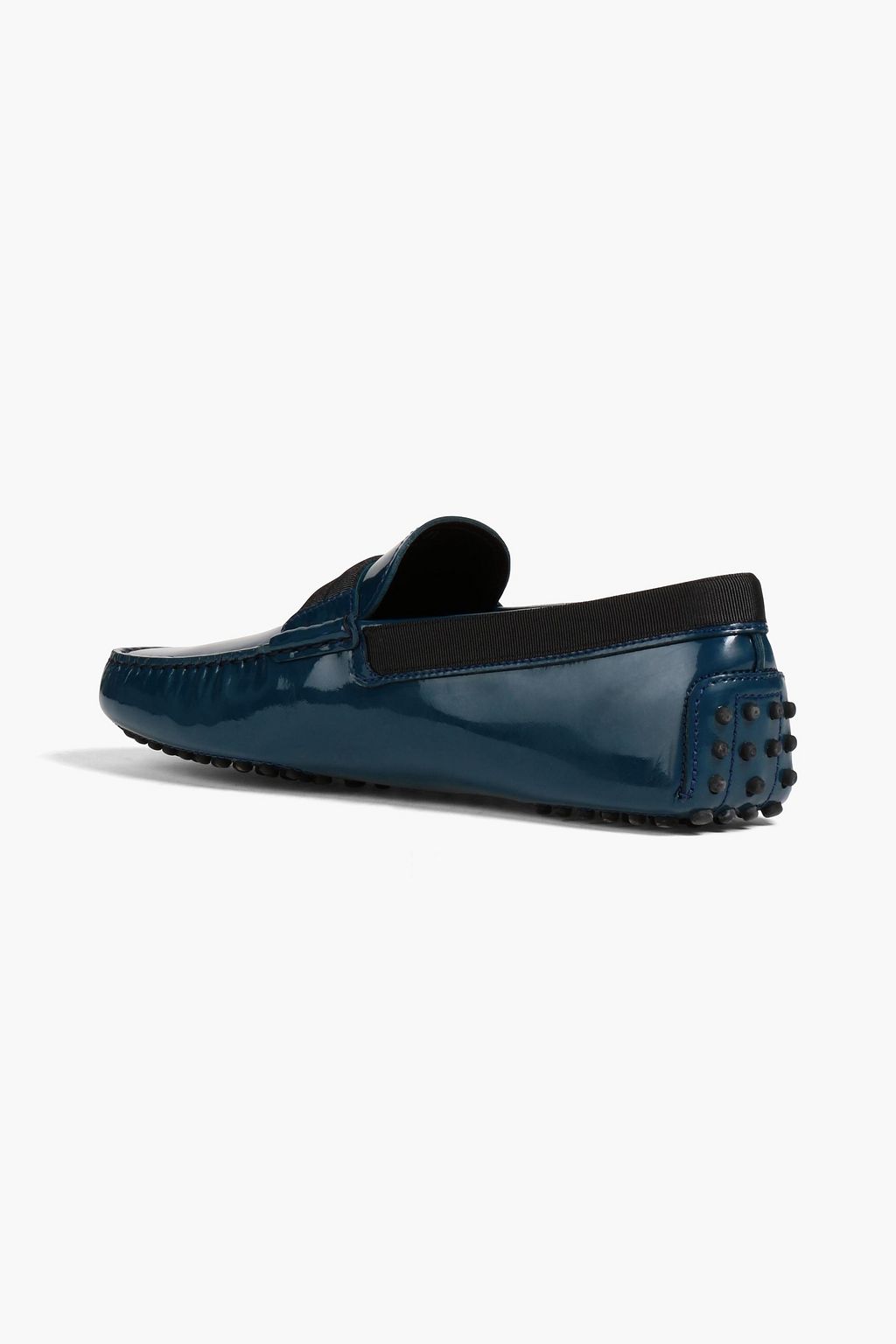 TOD'S Gommino grosgrain-trimmed patent-leather driving shoes
