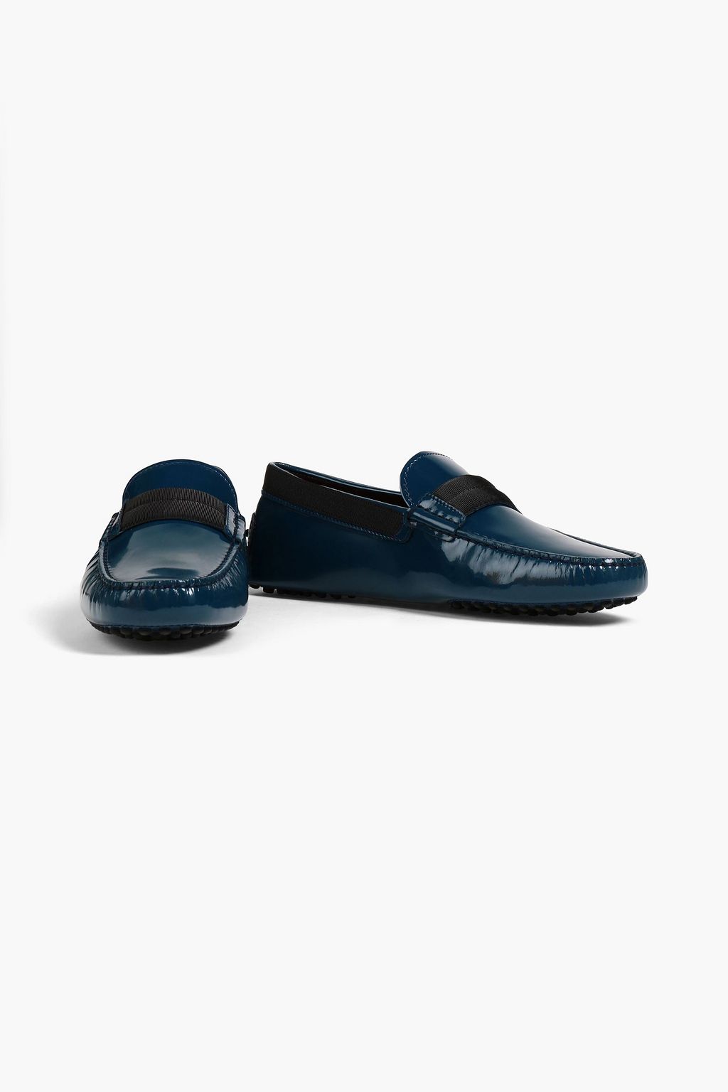 TOD'S Gommino grosgrain-trimmed patent-leather driving shoes