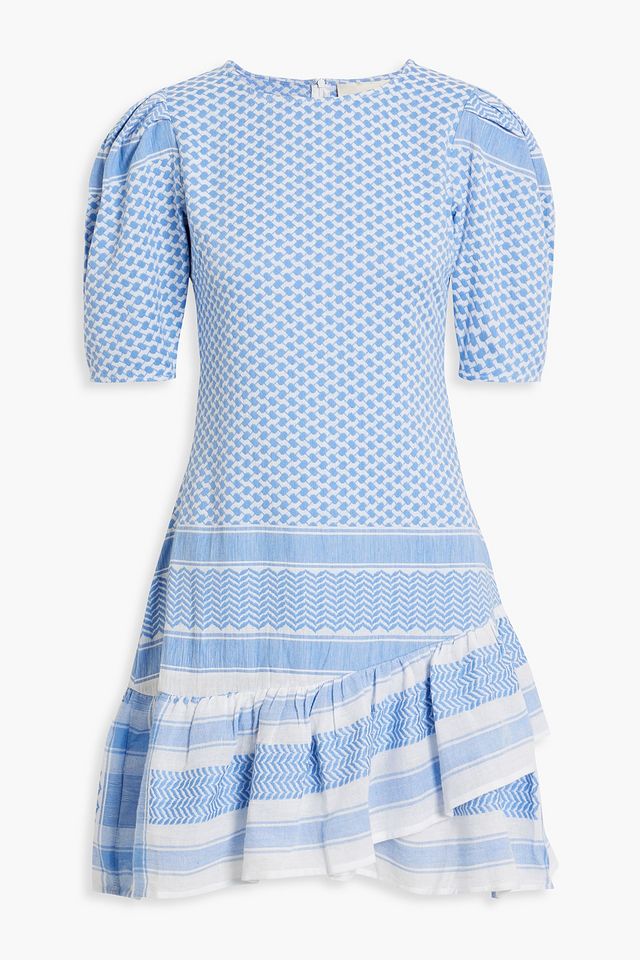 Olivia ruffled cotton-jacquard mini dress