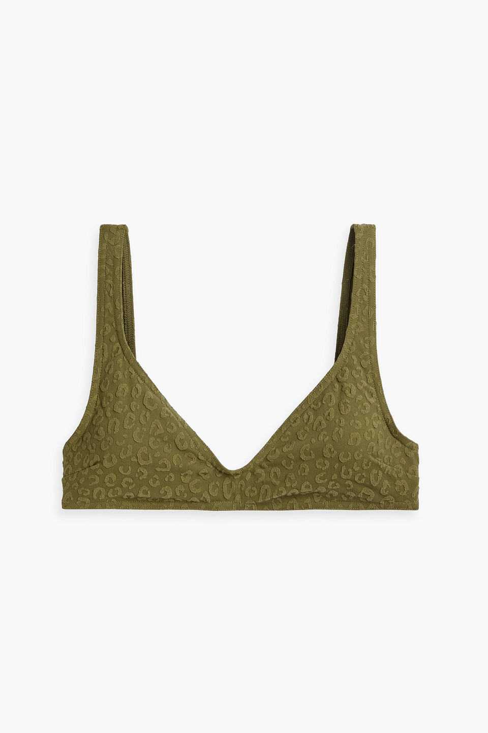 Zimmermann Separates Stretch-jacquard Bikini Top In Army Green