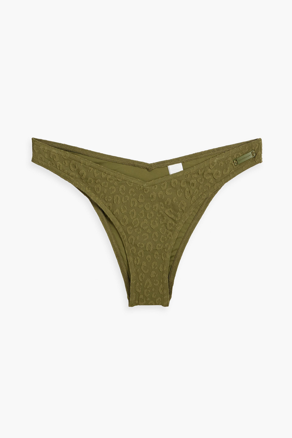 Zimmermann Separates Stretch-jacquard Mid-rise Bikini Top In Army Green