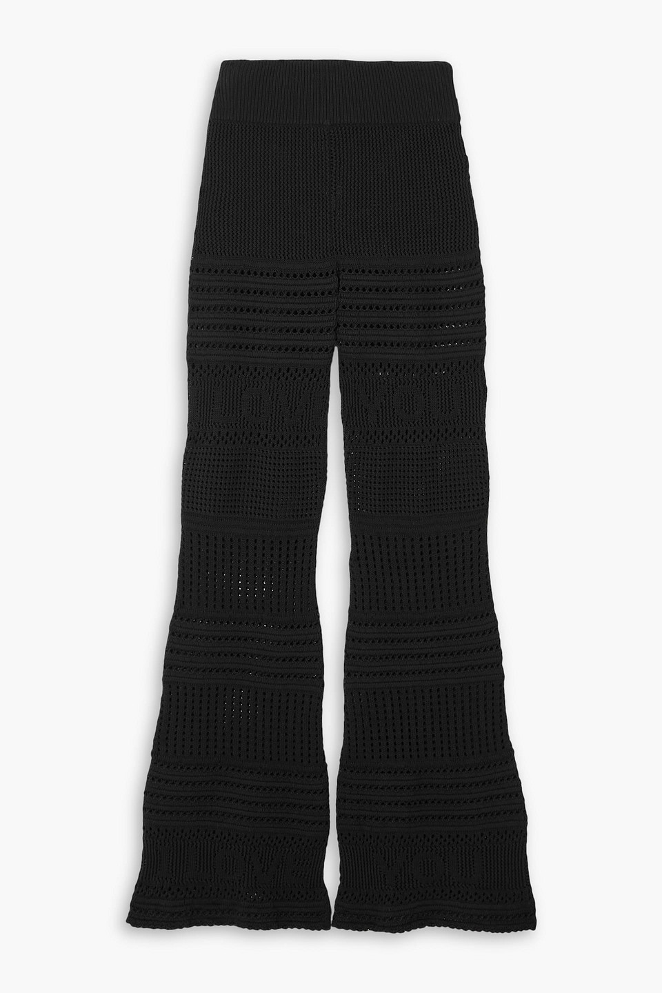 Stella Mccartney Crocheted Organic Cotton Flared Pants In Black