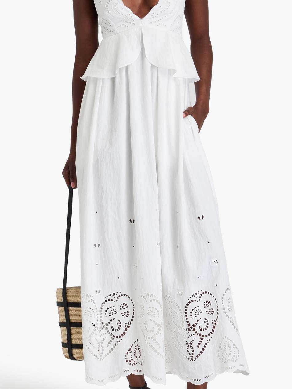 broderie anglaise cotton-blend maxi dress