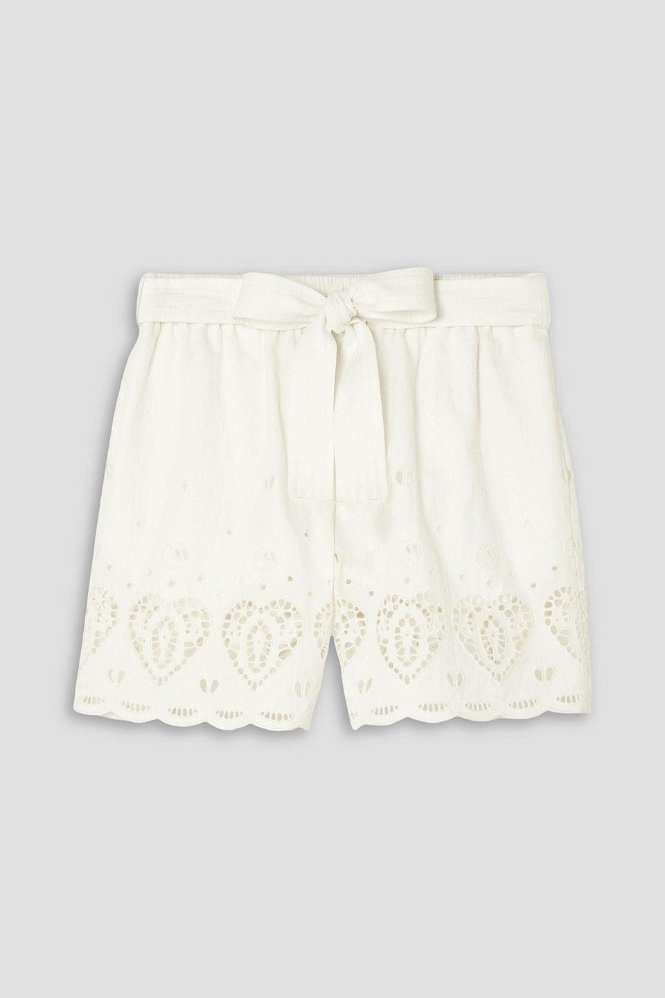 Stella Mccartney Belted Broderie Anglaise Woven Shorts In White