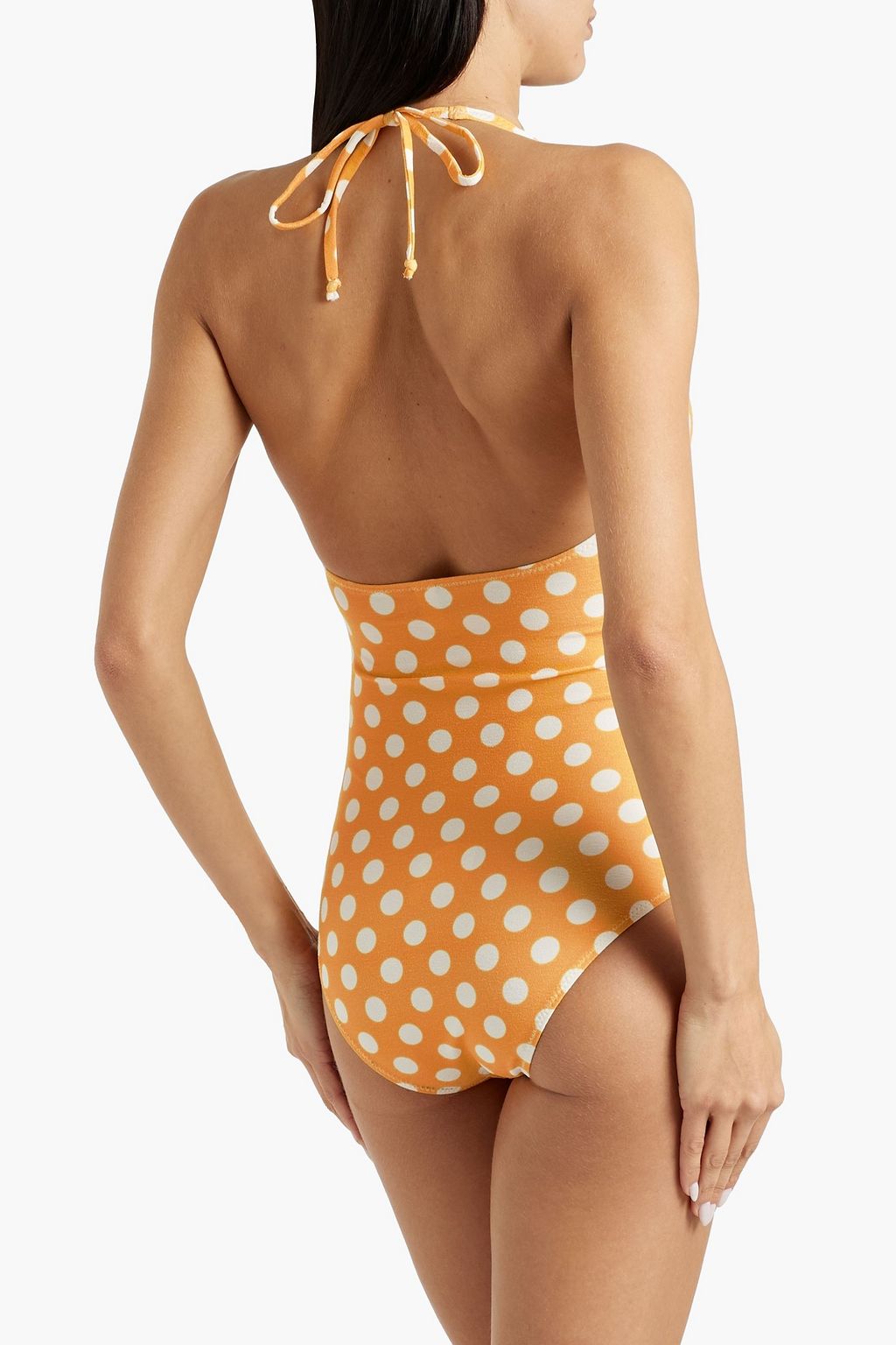 LISA MARIE FERNANDEZ Amber polka-dot stretch-crepe halterneck swimsuit