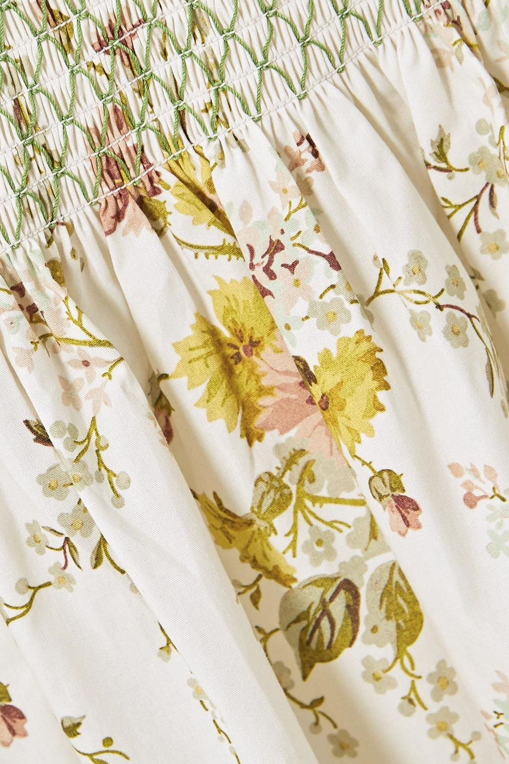 BROCK COLLECTION Smocked floral-print stretch-cotton midi skirt