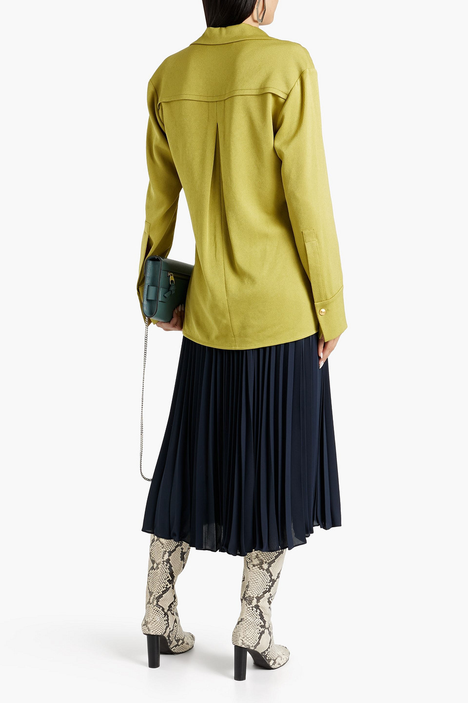 美容/健康 美容機器 Proenza Schouler Hammered Satin Button-down Shirt In Green | ModeSens