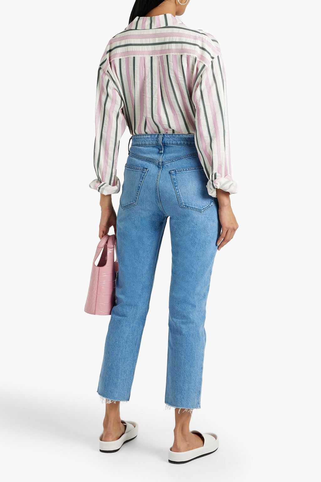 RAG & BONE بنطلون جينز «نينا» قصير بقصة أرجل مستقيمة وخصر مرتفع