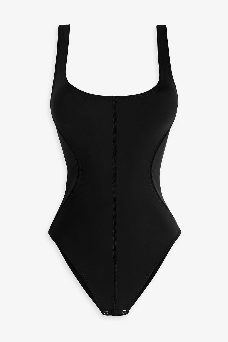 Good American Mesh-trimmed Stretch-jersey Bodysuit In Black