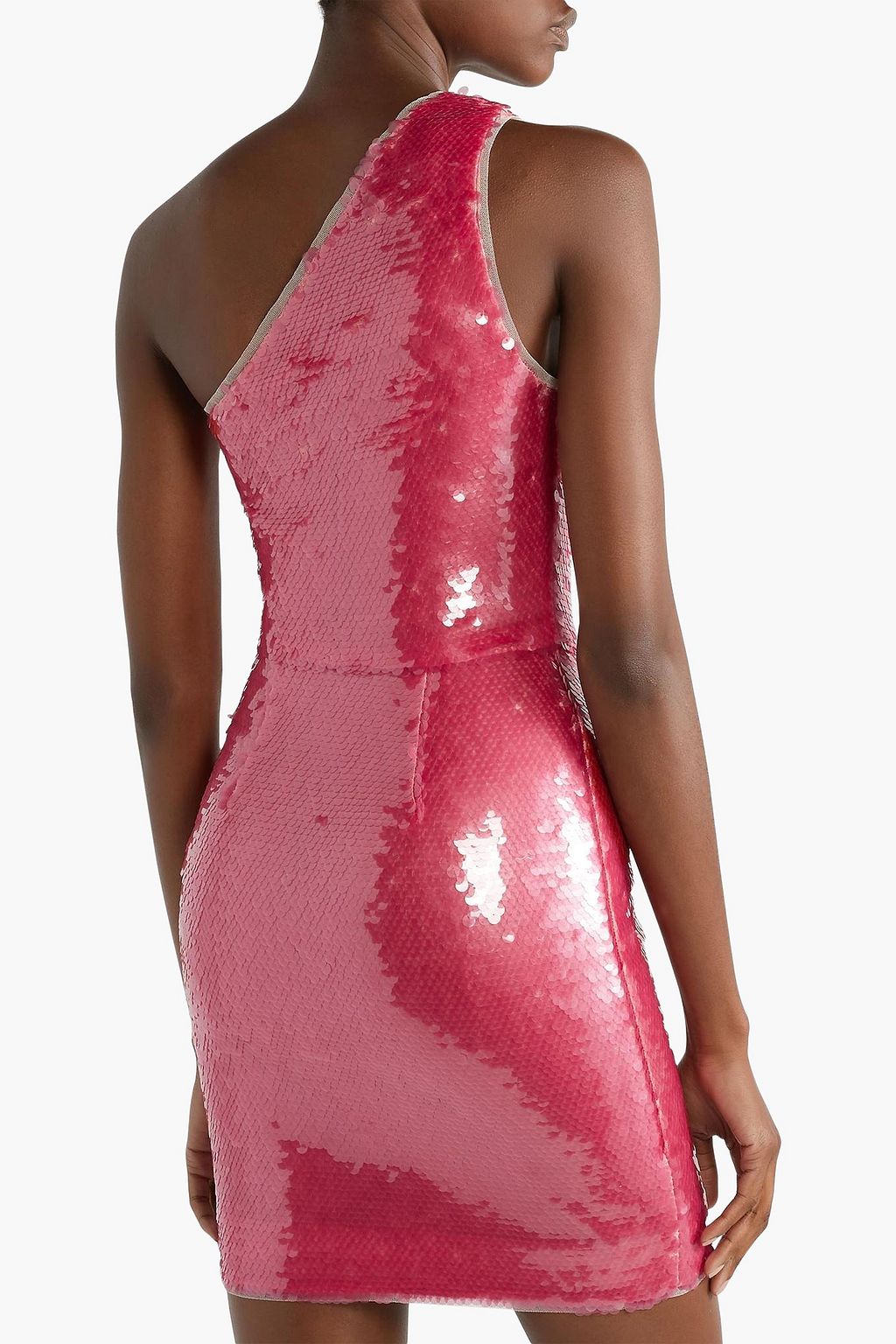 HANEY Serena one-shoulder sequined tulle mini dress