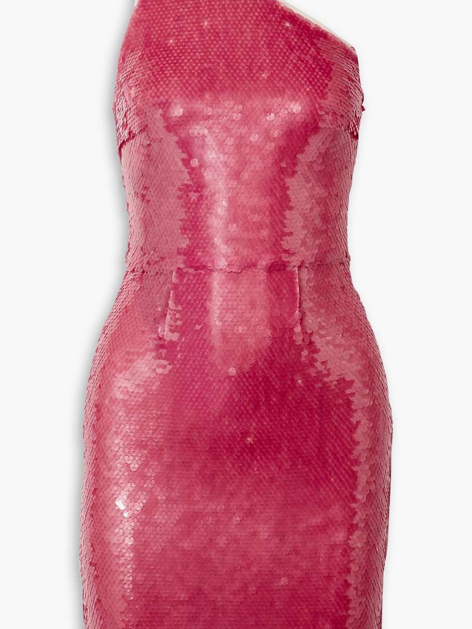 serena one-shoulder sequined tulle mini dress