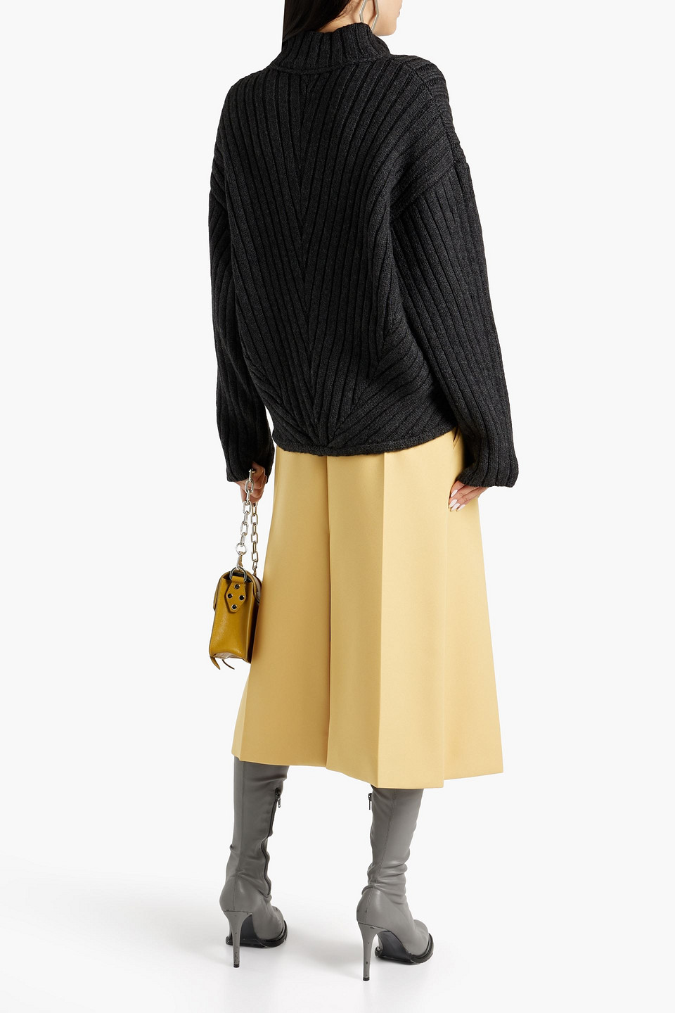 Shop Proenza Schouler Ribbed Wool-blend Turtleneck Sweater In Dark Gray