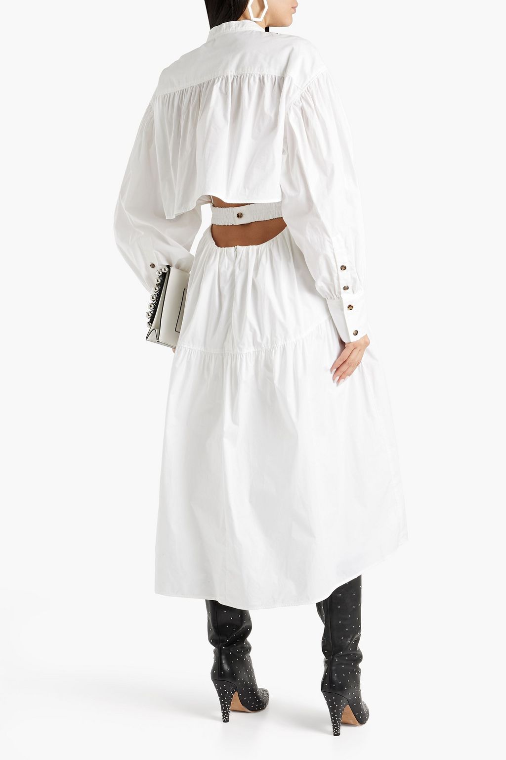 PROENZA SCHOULER Gathered cutout cotton-poplin midi dress