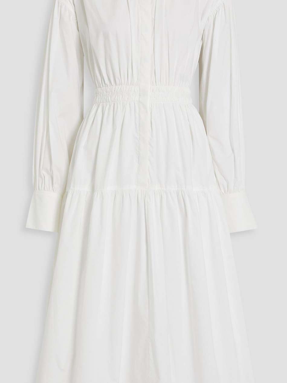 gathered cutout cotton-poplin midi dress