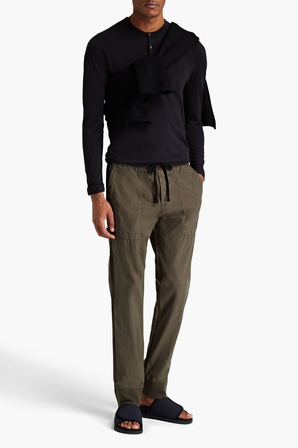 JAMES PERSE Cotton-jersey Henley T-shirt