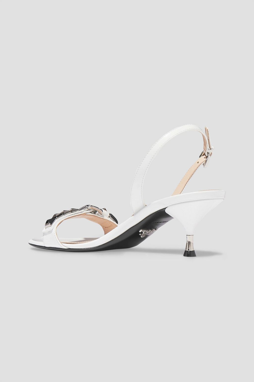 PRADA 60 Slingback-Sandalen aus Leder mit Nieten