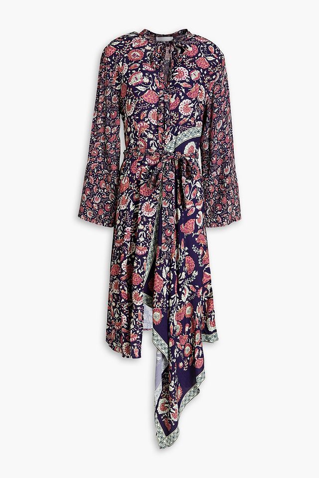Dansy cutout floral-print crepe de chine midi dress