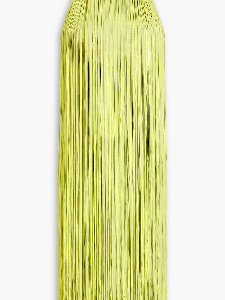 open-back fringed bandage halterneck dress