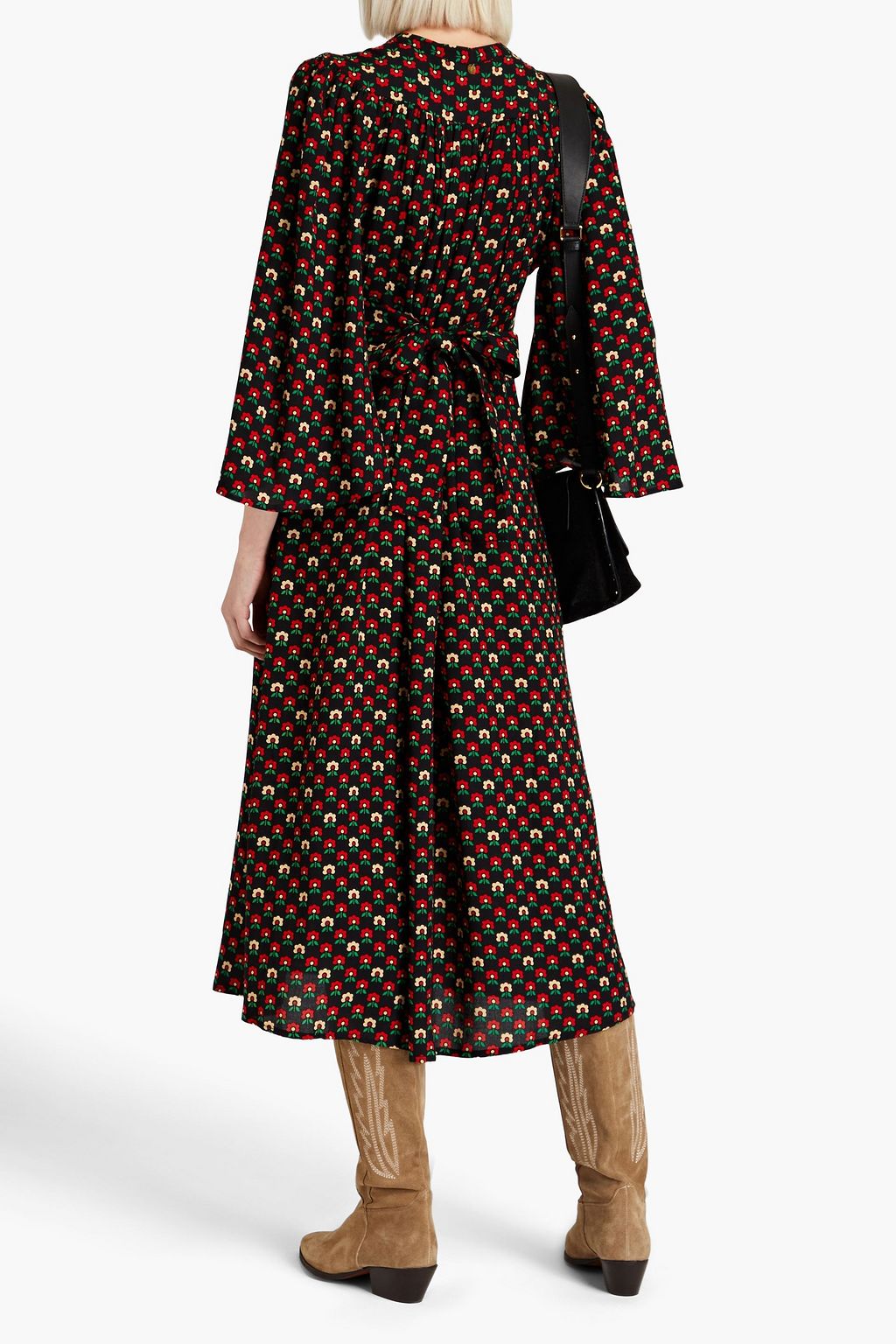 ANTIK BATIK Melo belted floral-print crepe de chine blouse