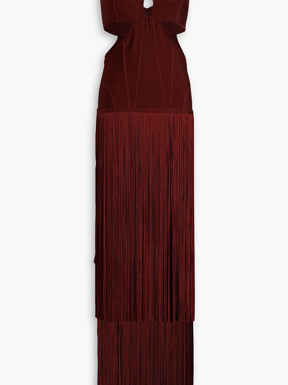 cutout fringed bandage gown