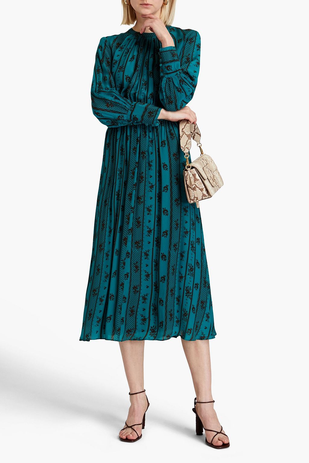 ANTIK BATIK クレープデシン ミディワンピース オープンバック フローラルプリント