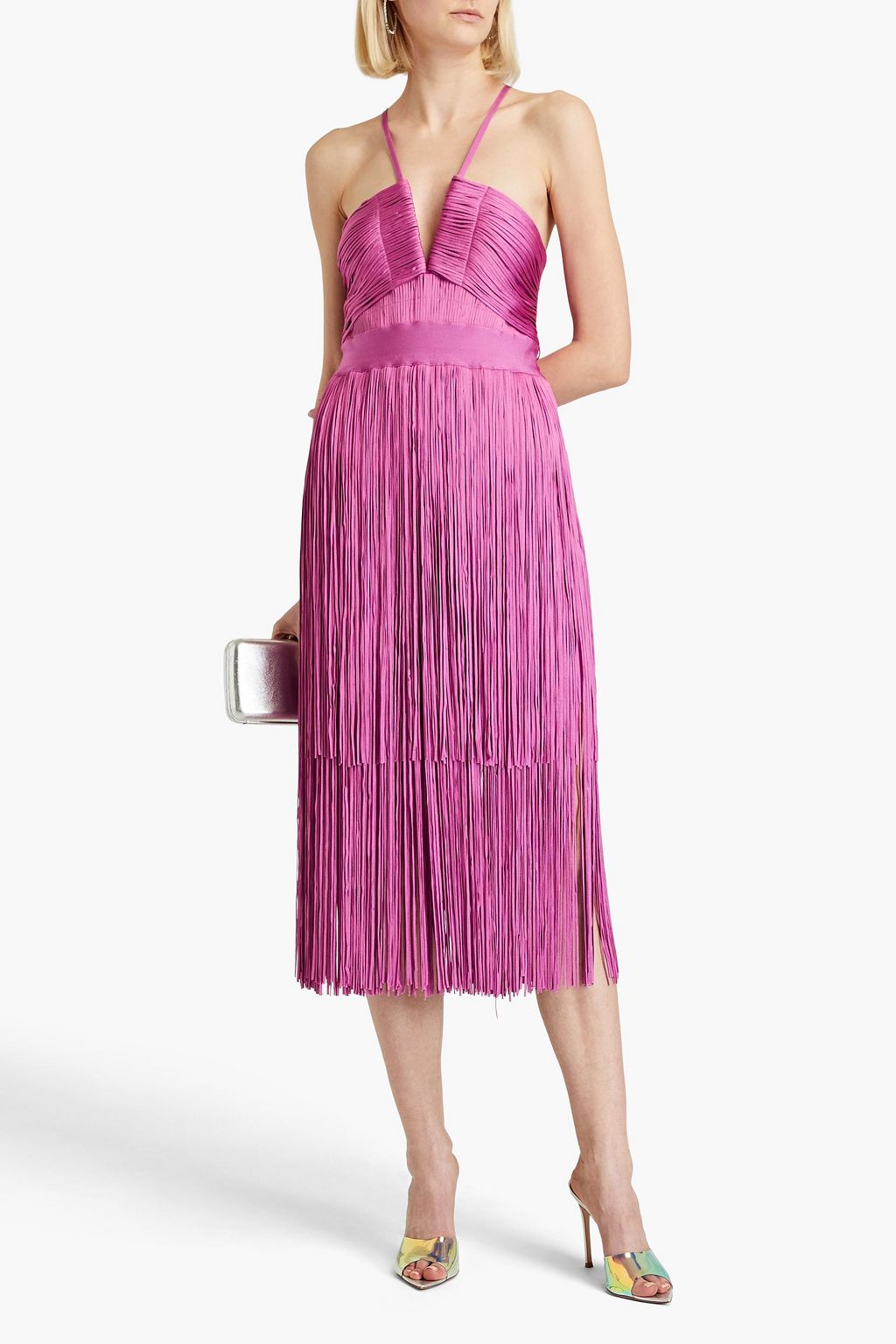 HERVÉ LÉGER Fringed bandage midi dress
