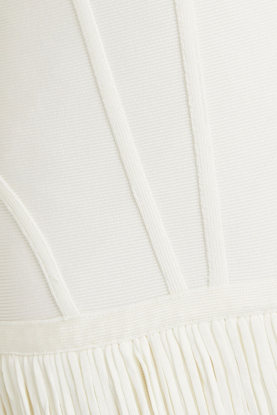 Herve Leger Cutout Fringed Bandage Gown In Ivory
