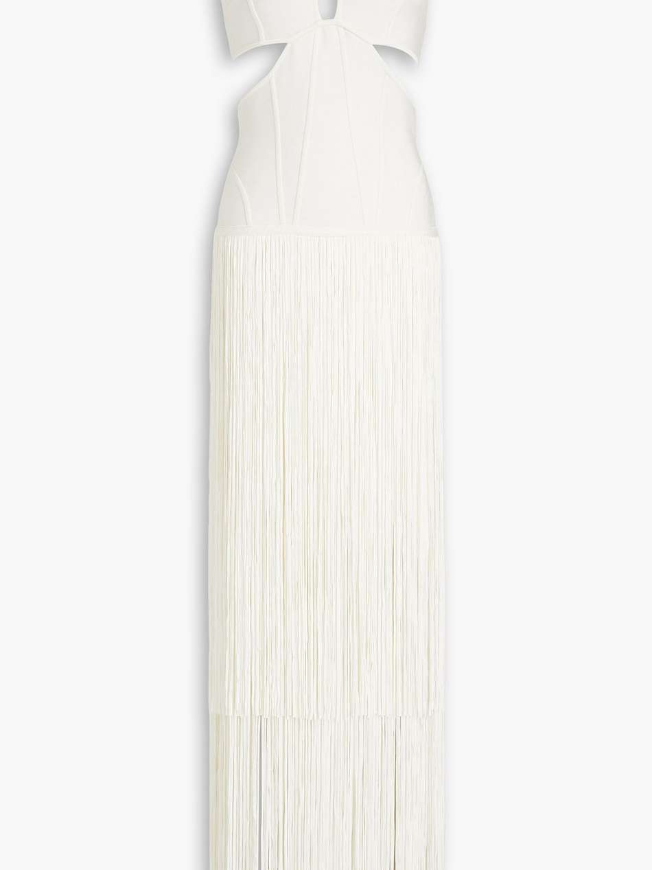 cutout fringed bandage gown