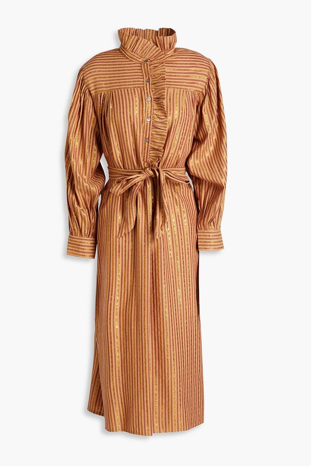 Eddy metallic striped twill midi shirt dress