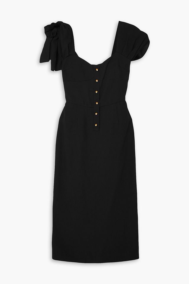 Bow-embellished crepe midi dress