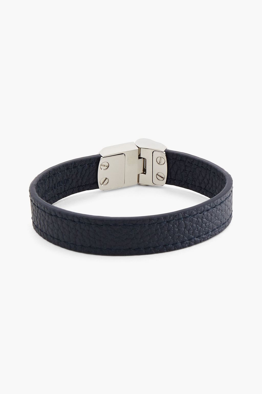 DUNHILL Silver-tone pebbled-leather bracelet