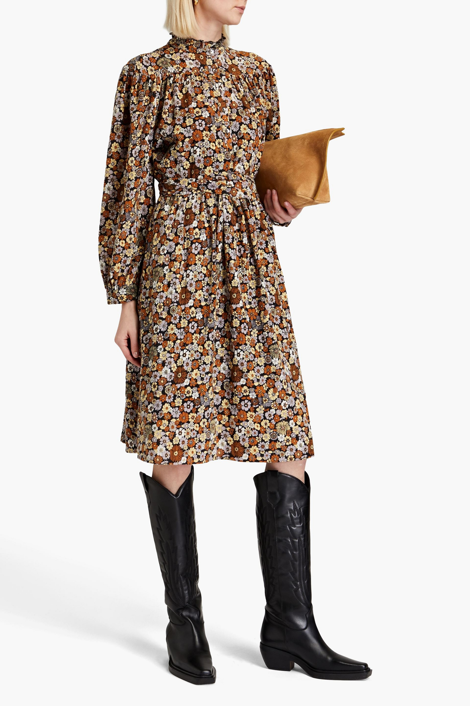 Antik Batik Gathered floral-print cotton dress