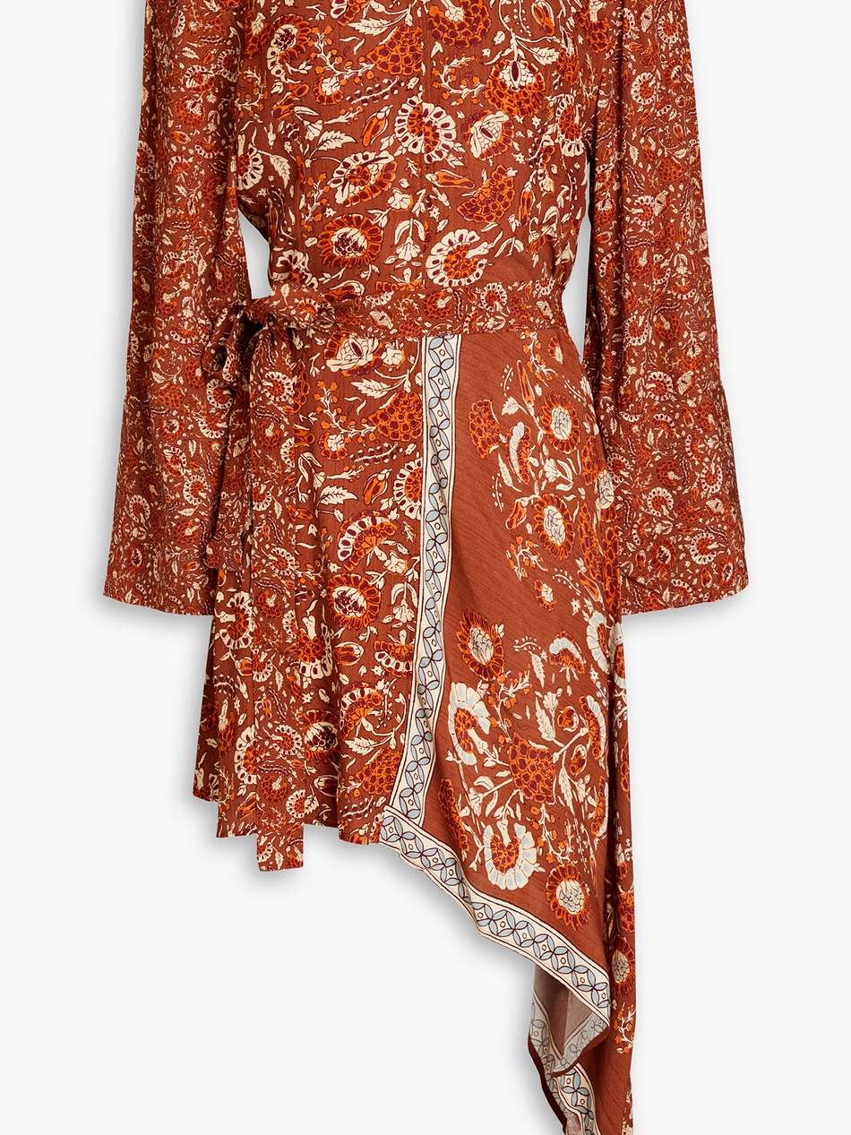 dansy cutout floral-print crepe de chine dress