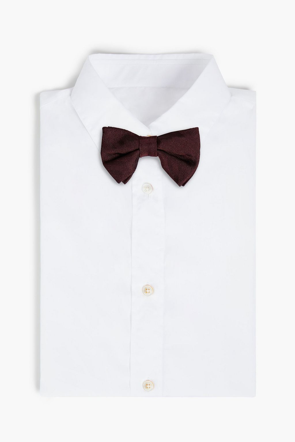DUNHILL Herringbone mulberry silk bow tie