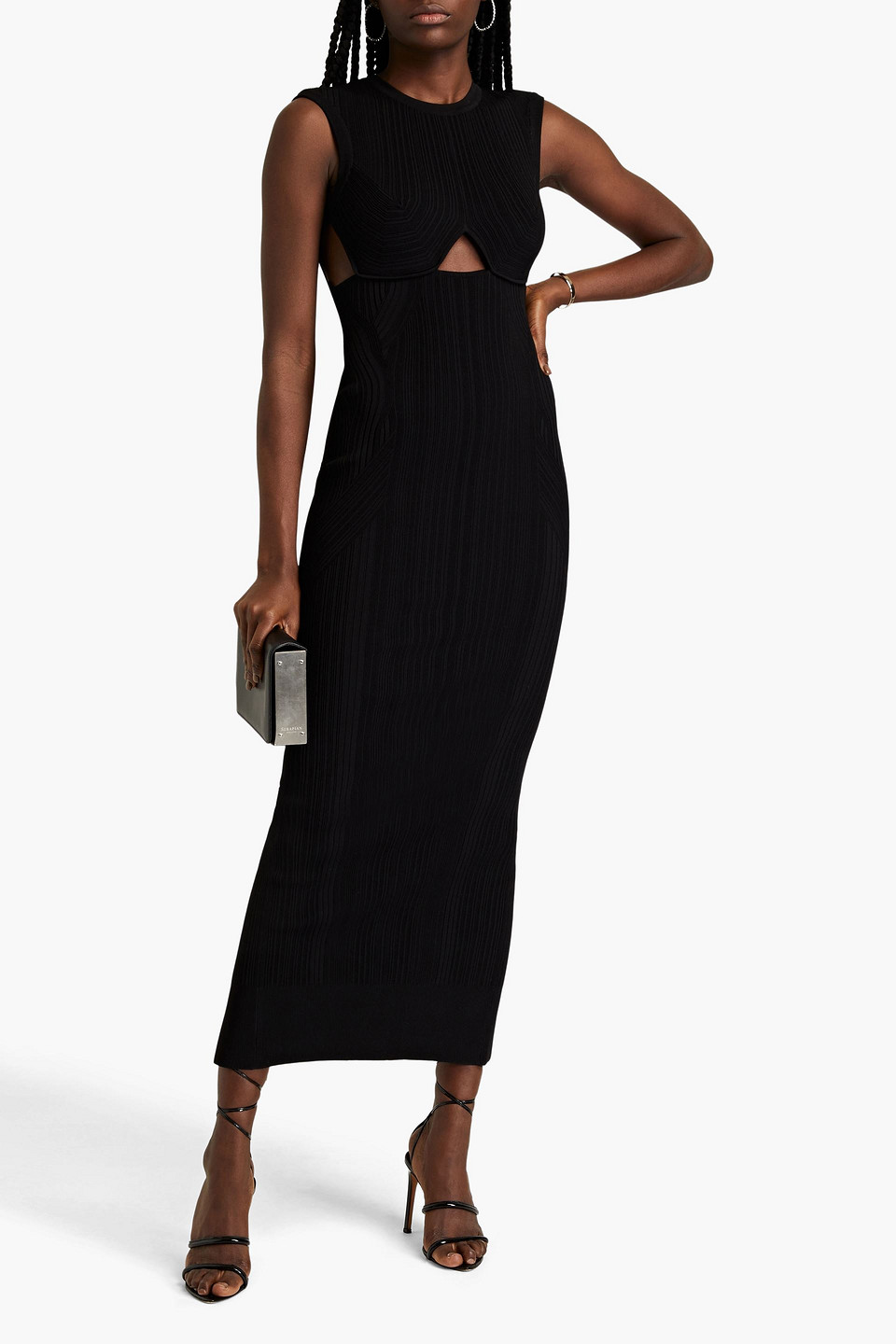 Herve Leger Cutout Bandage Midi Dress In Black