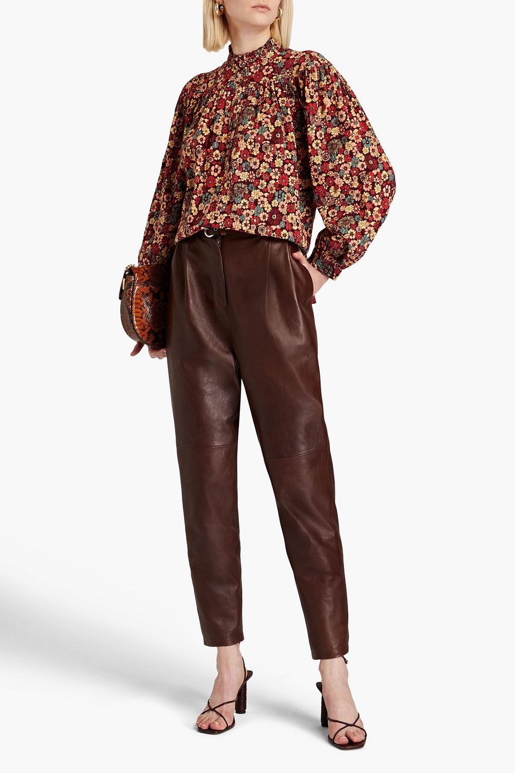 ANTIK BATIK Gathered floral-print cotton shirt