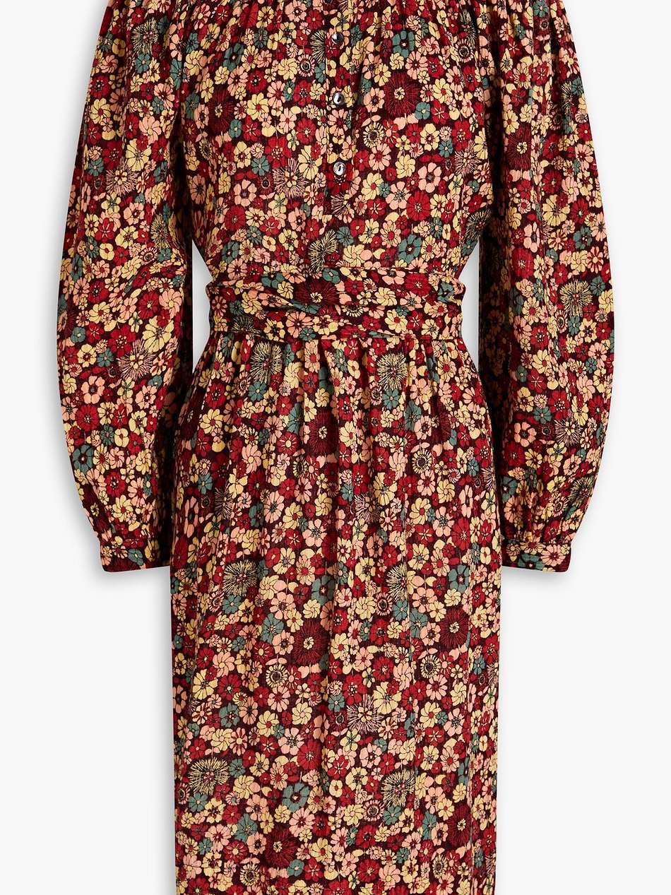colline gathered floral-print cotton dress