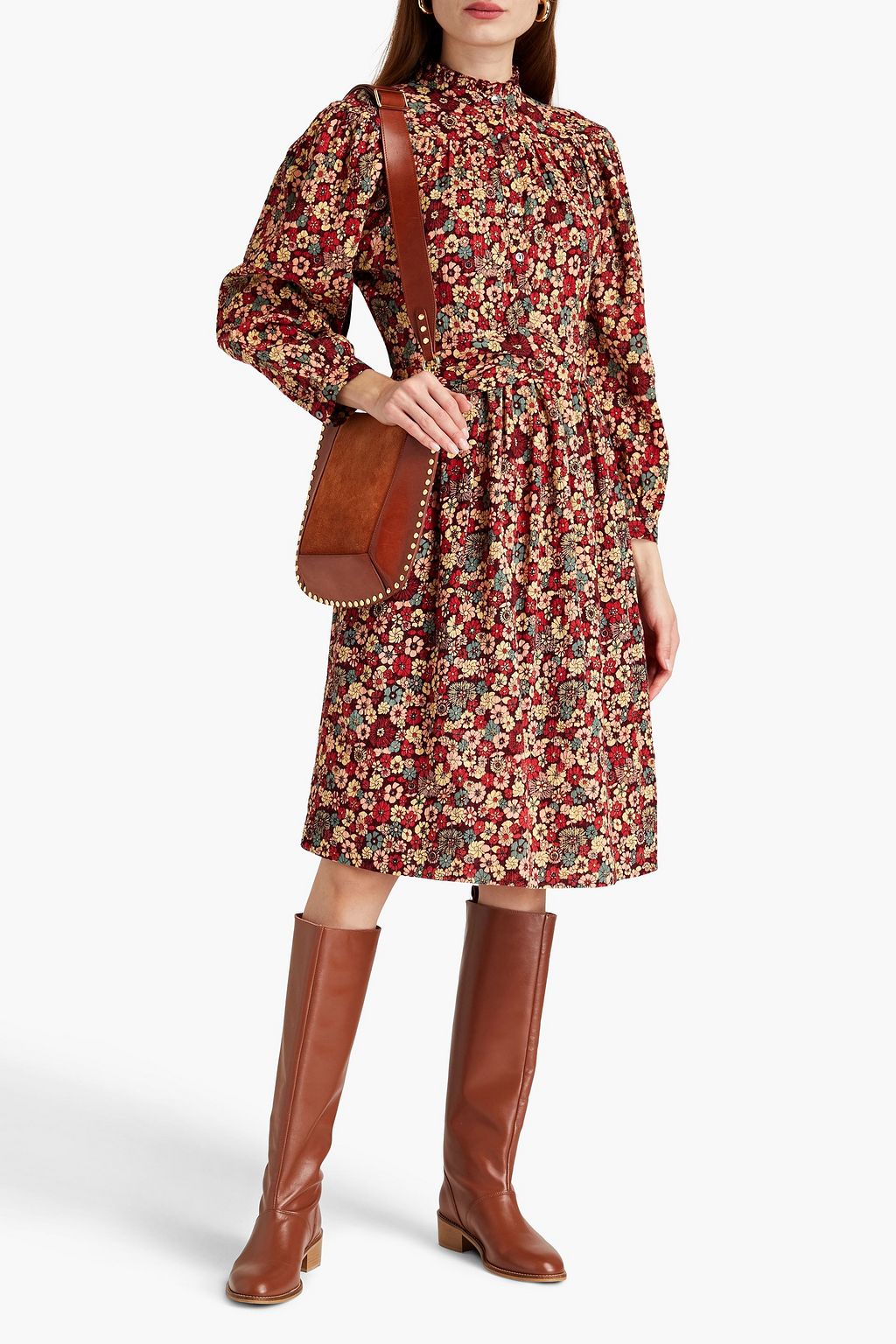ANTIK BATIK فستان من القطن بتصميم ملموم مزين بطبعات على شكل زهور