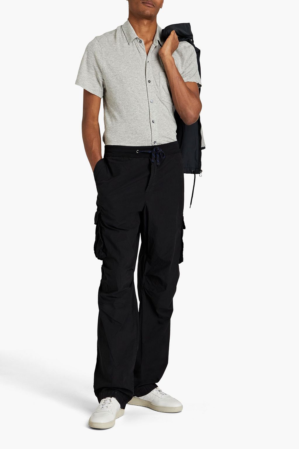 JAMES PERSE Crinkled cotton-poplin cargo pants