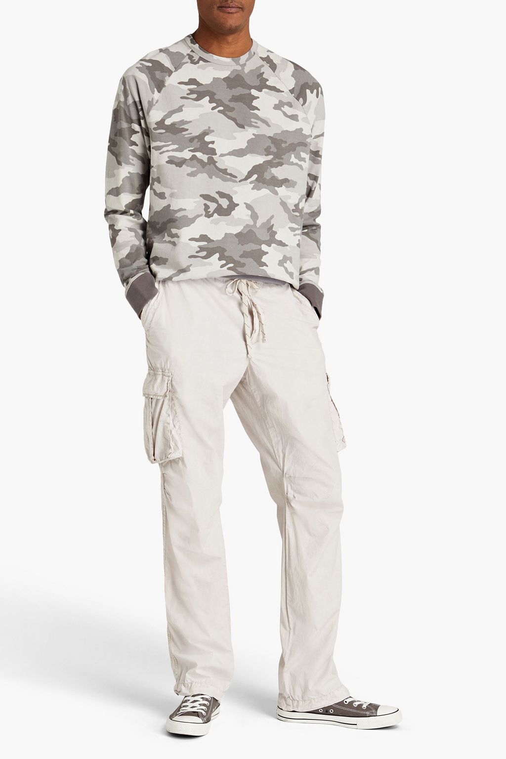 JAMES PERSE Crinkled cotton-poplin cargo pants