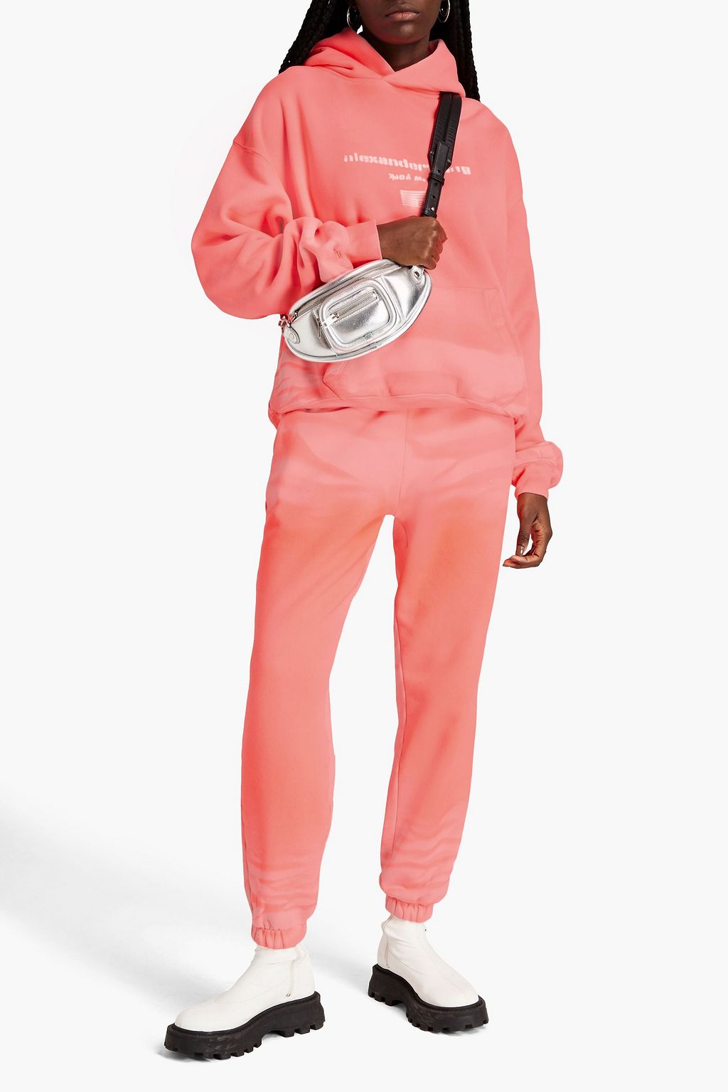 ALEXANDER WANG Neon tie-dyed French cotton-terry track pants