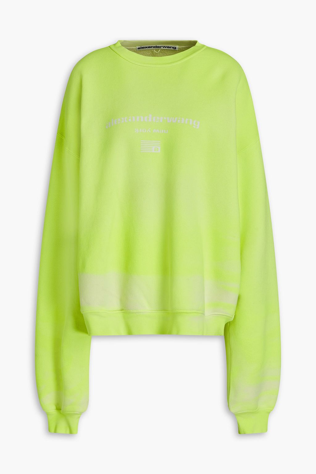 Oversized printed tie dyed French cotton terry sweatshirt chartreuse XXS