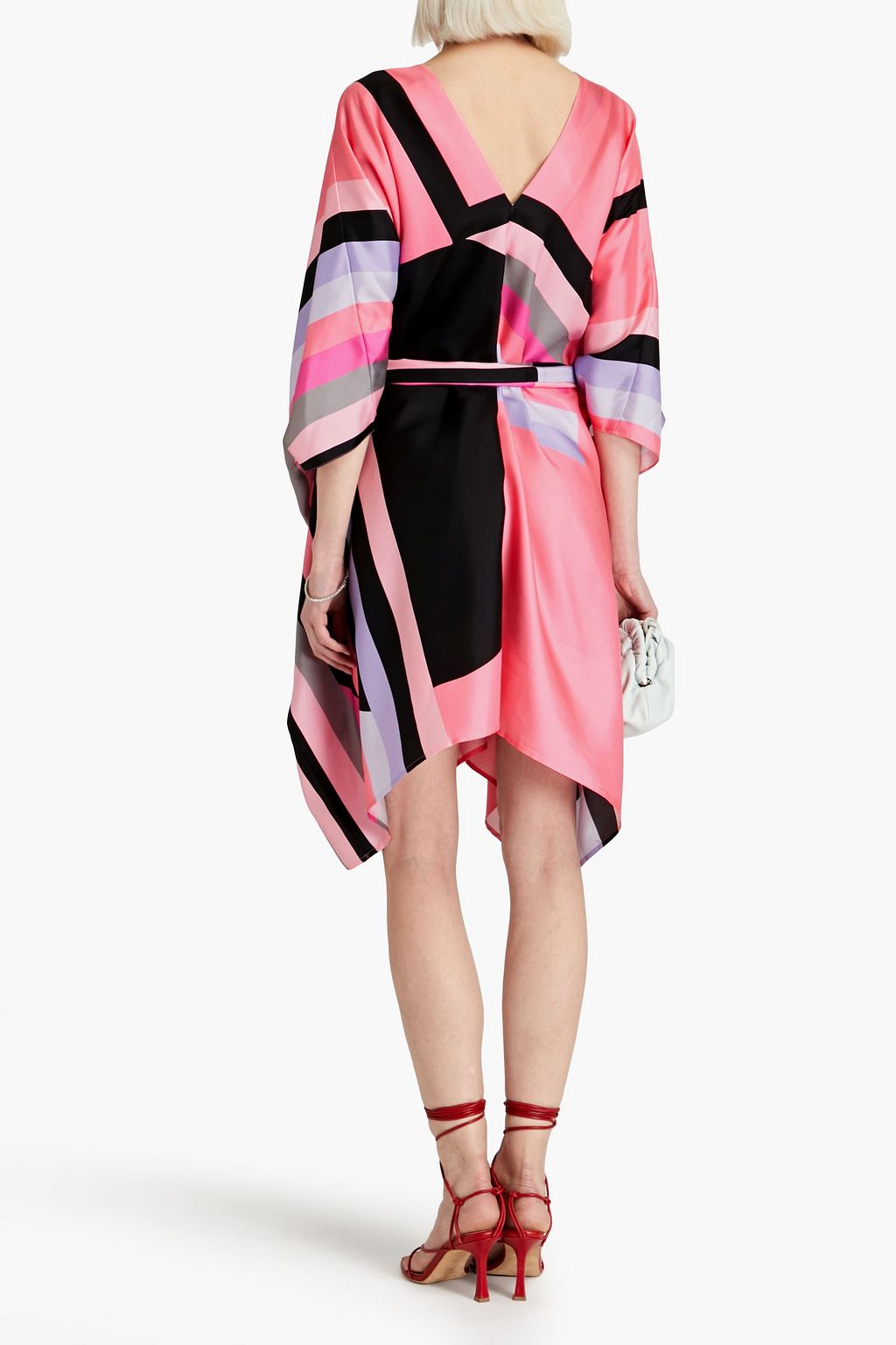 LOUISA PARRIS Formentera belted printed silk-twill dress