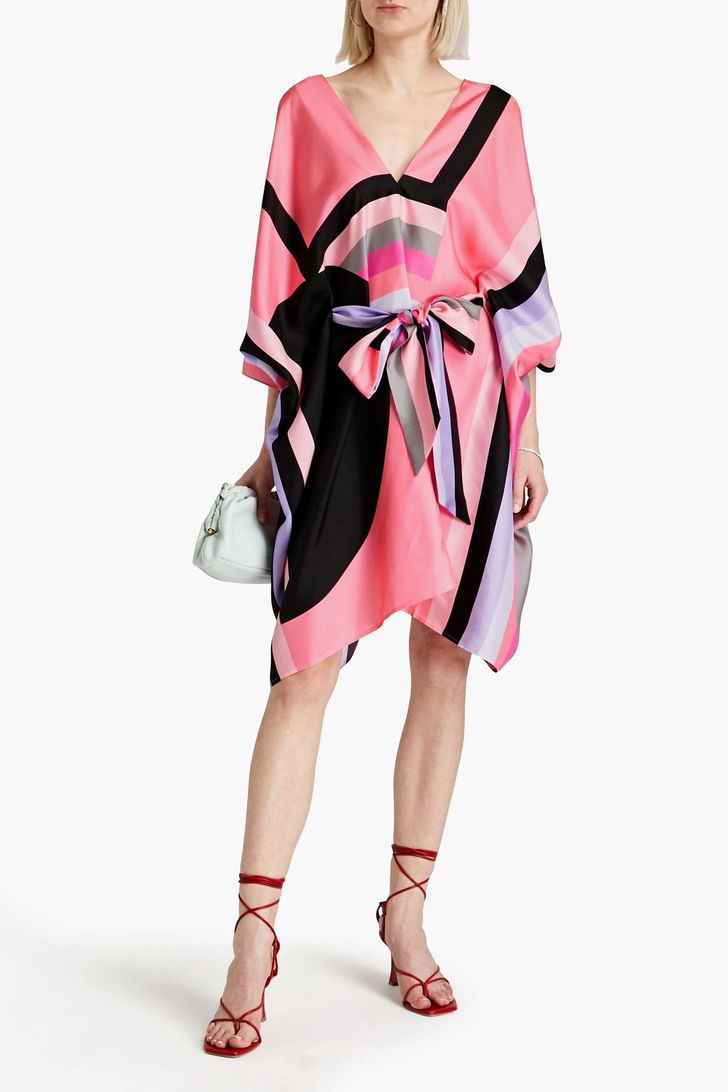 LOUISA PARRIS Formentera belted printed silk-twill dress